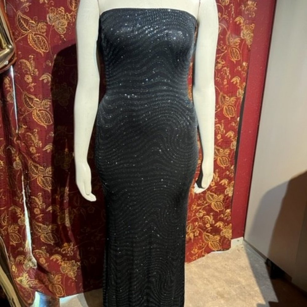 Vintage Blue Strapless Floor Length Dress